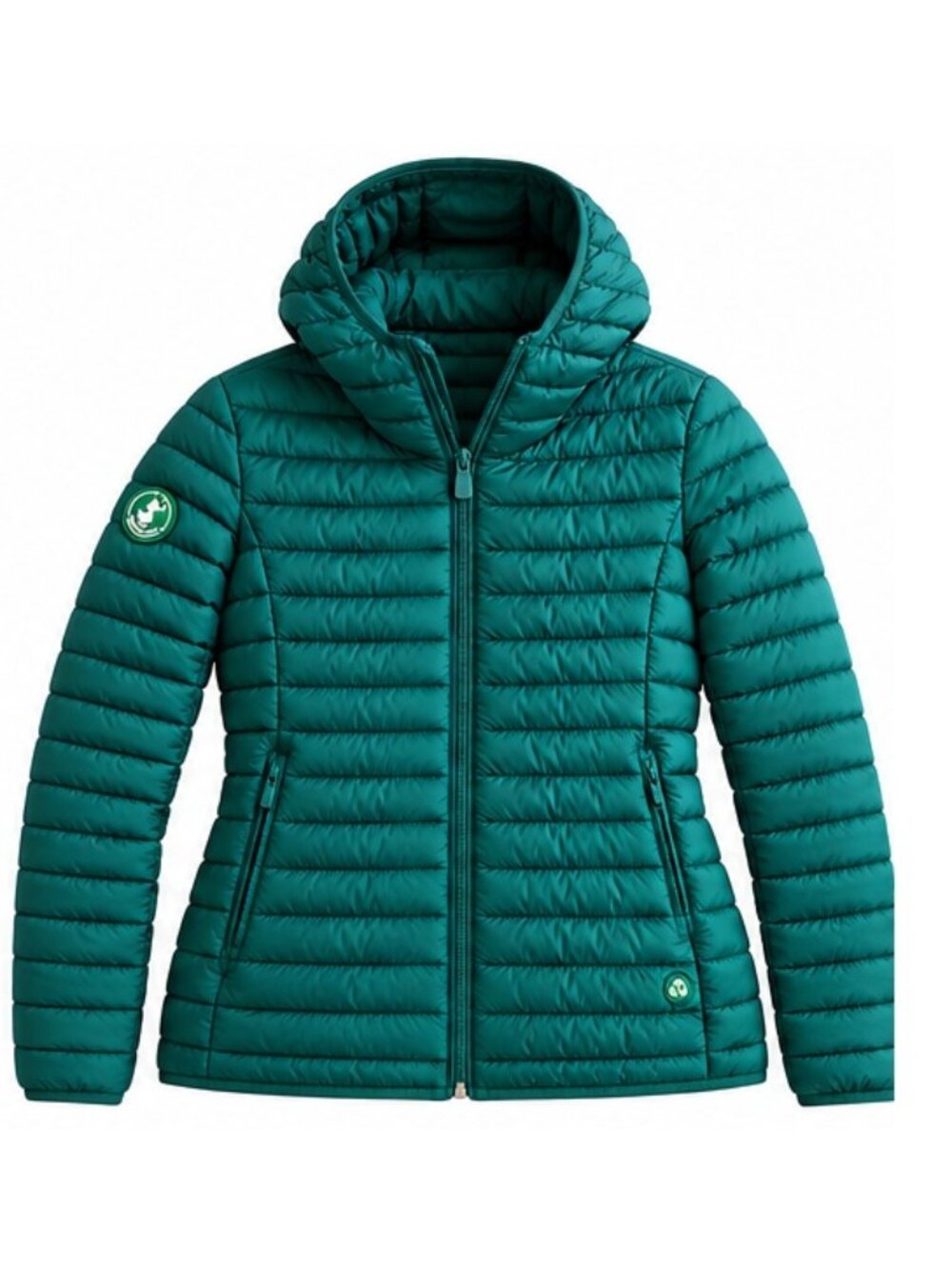 Save The Duck Women's Teal Hooded Lightweight Puffer Jacket